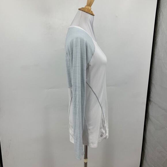 Athleta T Shirt Womens S Small White Gray Running Wild Crew Raglan Sleeve Tee - Picture 5 of 12